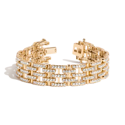 Aurate New York Lab Grown White Sapphire Panther Chain Link Bracelet In Yellow