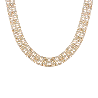 Aurate New York Lab Grown White Sapphire Panther Chain Link Necklace In Yellow