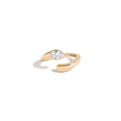 Aurate New York Lab Grown White Sapphire Pear Ellipse Ring In Gold