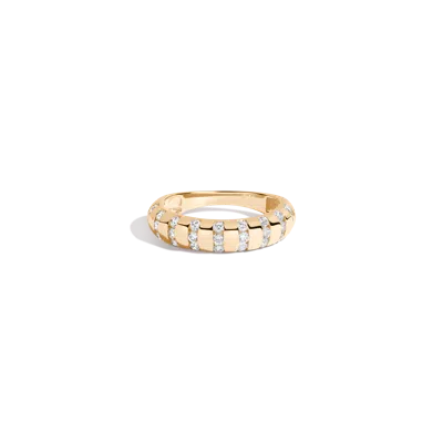 Aurate New York Lab Grown White Sapphire Striped Matrix Ring In Gold