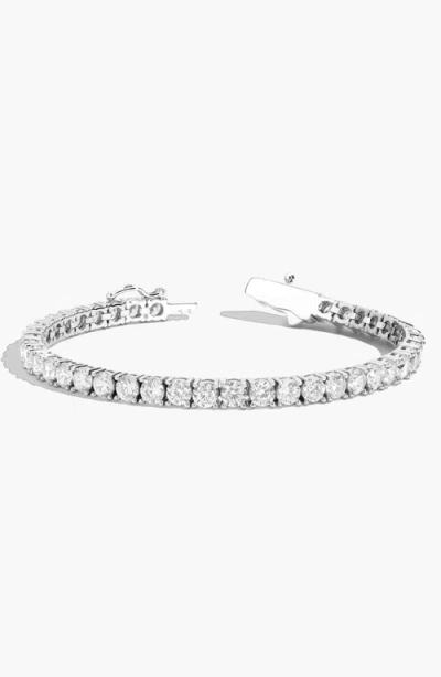 Aurate New York Lab Grown White Sapphire Tennis Bracelet 10ct In White Gold Vermeil
