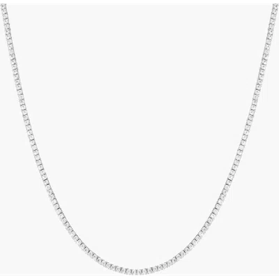 Aurate New York Lab Grown White Sapphire Tennis Necklace In White Gold Vermeil