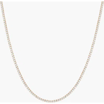 Aurate New York Lab Grown White Sapphire Tennis Necklace In Yellow Gold Vermeil