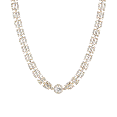 Aurate New York Lab Grown White Sapphire Three Layered Tennis Necklace In Yellow