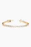 Aurate New York Lab Grown White Sapphire Three Prong Tennis Bracelet In Gold