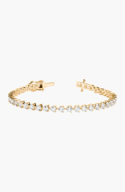 Aurate New York Lab Grown White Sapphire Three Prong Tennis Bracelet In Gold
