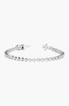 Aurate New York Lab Grown White Sapphire Three Prong Tennis Bracelet In Metallic