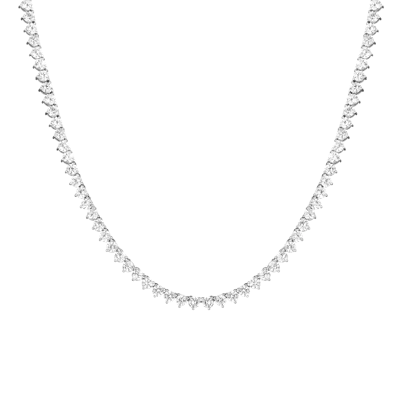 Aurate New York Lab Grown White Sapphire Three-prong Tennis Necklace In Yellow