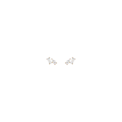 Aurate New York Lab Grown White Sapphire Toi Et Moi Stud Earrings - Flatback In Yellow