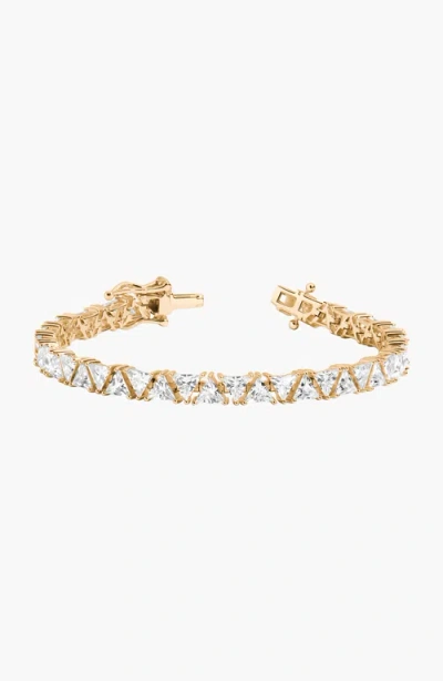 Aurate New York Lab Grown White Sapphire Trillion Tennis Bracelet In Gold