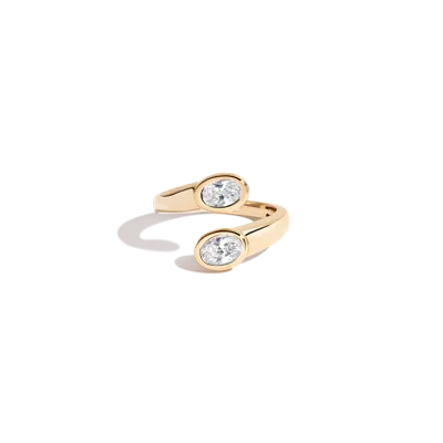 Aurate New York Lab Grown White Sapphire Twin Ellipse Ring In Gold