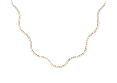 Aurate New York Lab Grown White Sapphire Wave Tennis Necklace In Yellow