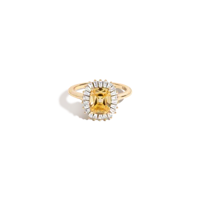 Aurate New York Lab Grown Yellow Canary Alexandra Ring In Gold
