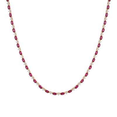 Aurate New York Marilyn Lab Grown Red Marquise Tennis Necklace In Yellow