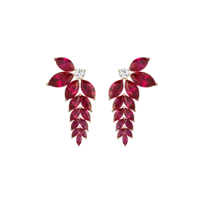 Aurate New York Marilyn Lab Grown Red Marquise Waterfall Earrings In Yellow