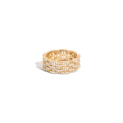 Aurate New York Mini Lab Grown White Sapphire Panther Chain Link Ring In Yellow