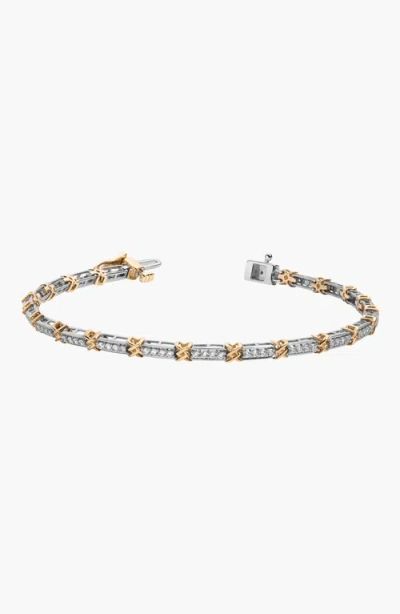 Aurate New York Mini Lab Grown White Sapphire X Tennis Bracelet In Metallic