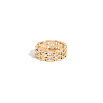 Aurate New York Mini Panther Chain Link Ring In Yellow