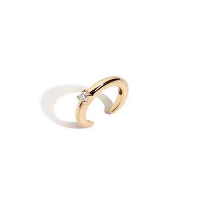 Aurate New York Mini Round Lab Grown White Sapphire Solitaire Ear Cuff In Yellow
