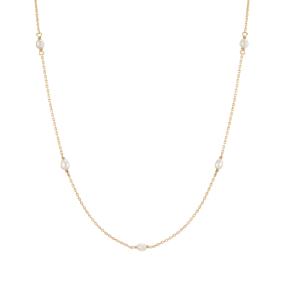 Aurate New York Organic Pearl Station Necklace In White