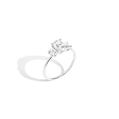 Aurate New York Oval-cut Tri-diamond Ring (natural Diamond) In White