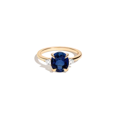 Aurate New York Oval Gemstone Cocktail Ring - Blue Sapphire In White