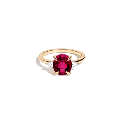 Aurate New York Oval Gemstone Cocktail Ring - Red Ruby In White