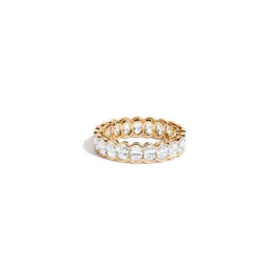 Aurate New York Oval Lab Grown Diamond Semi-bezel Eternity Ring In Pink