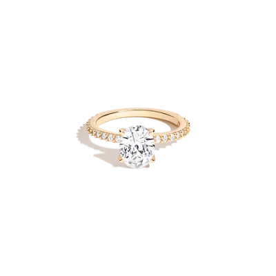 Aurate New York Oval White Sapphire Solitaire Pavé Ring In Yellow