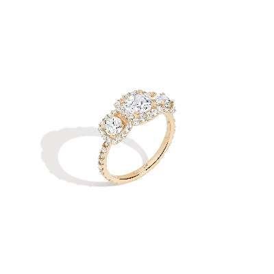 Aurate New York Pavé Cushion Cut Tri-diamond Ring In Rose