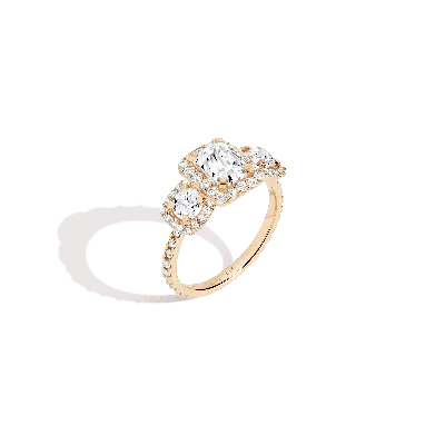 Aurate New York Pavé Emerald Tri-diamond Ring (natural Diamond) In Rose