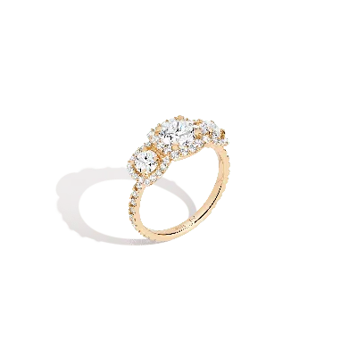 Aurate New York Pavé Round Tri-diamond Ring (natural Diamond) In Rose