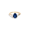Aurate New York Pear Gemstone Cocktail Ring - Blue Sapphire In White