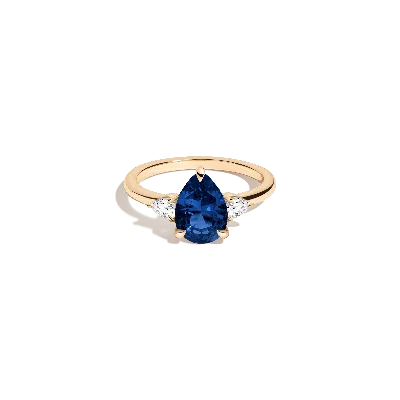 Aurate New York Pear Gemstone Cocktail Ring - Blue Sapphire In Yellow