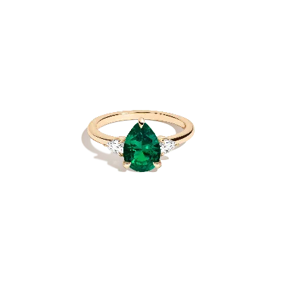 Aurate New York Pear Gemstone Cocktail Ring - Green Emerald In Rose