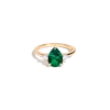 Aurate New York Pear Gemstone Cocktail Ring - Green Emerald In White