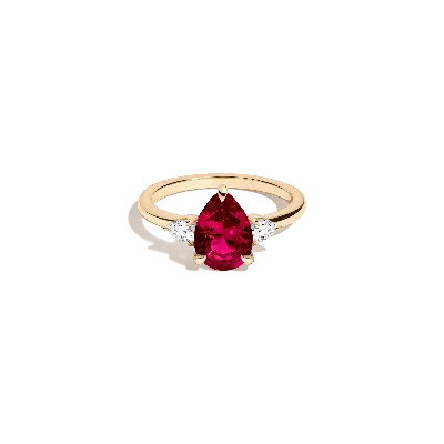 Aurate New York Pear Gemstone Cocktail Ring - Red Ruby In Rose