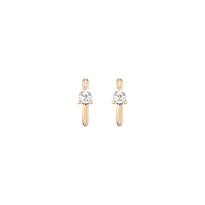 Aurate New York Pear Lab Grown White Sapphire Solitaire Huggie Earrings In Yellow