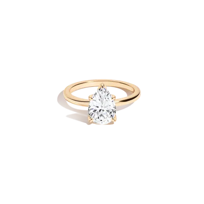 Aurate New York Pear White Sapphire Solitaire Ring In Yellow