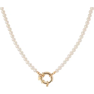 Aurate New York Pearl Aura Beaded Necklace In Yellow