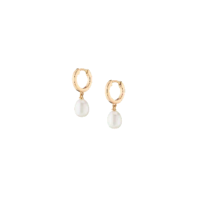 Aurate New York Pearl Drop Huggie Earrings In White