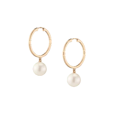 Aurate New York Pearl Hoop Earrings In Yellow