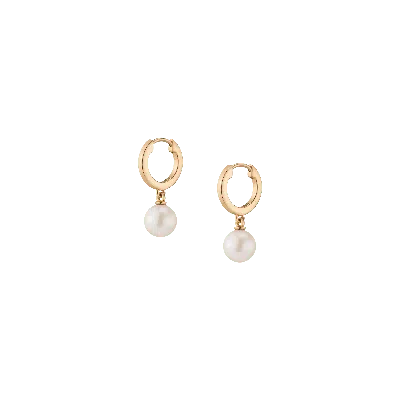 Aurate New York Pearl Huggie Earrings In Yellow