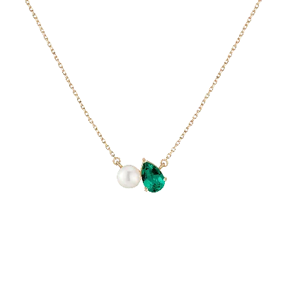 Aurate New York Pearl Toi Et Moi Necklace In Yellow