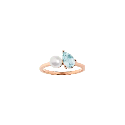 Aurate New York Pearl Toi Et Moi Ring - Aquamarine In Pink