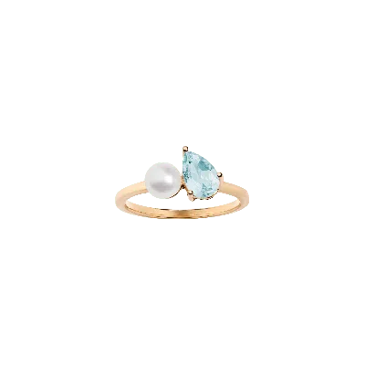 Aurate New York Pearl Toi Et Moi Ring - Aquamarine In Rose