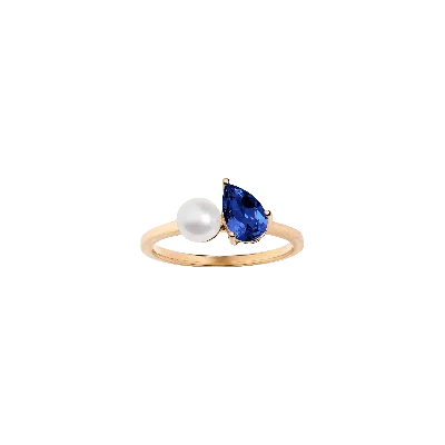 Aurate New York Pearl Toi Et Moi Ring - Blue Sapphire In Rose