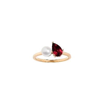 Aurate New York Pearl Toi Et Moi Ring - Garnet In Yellow