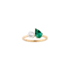Aurate New York Pearl Toi Et Moi Ring - Green Emerald In White