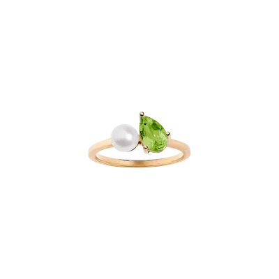 Aurate New York Pearl Toi Et Moi Ring - Green Peridot In White